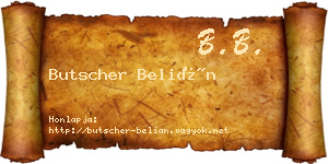 Butscher Belián névjegykártya